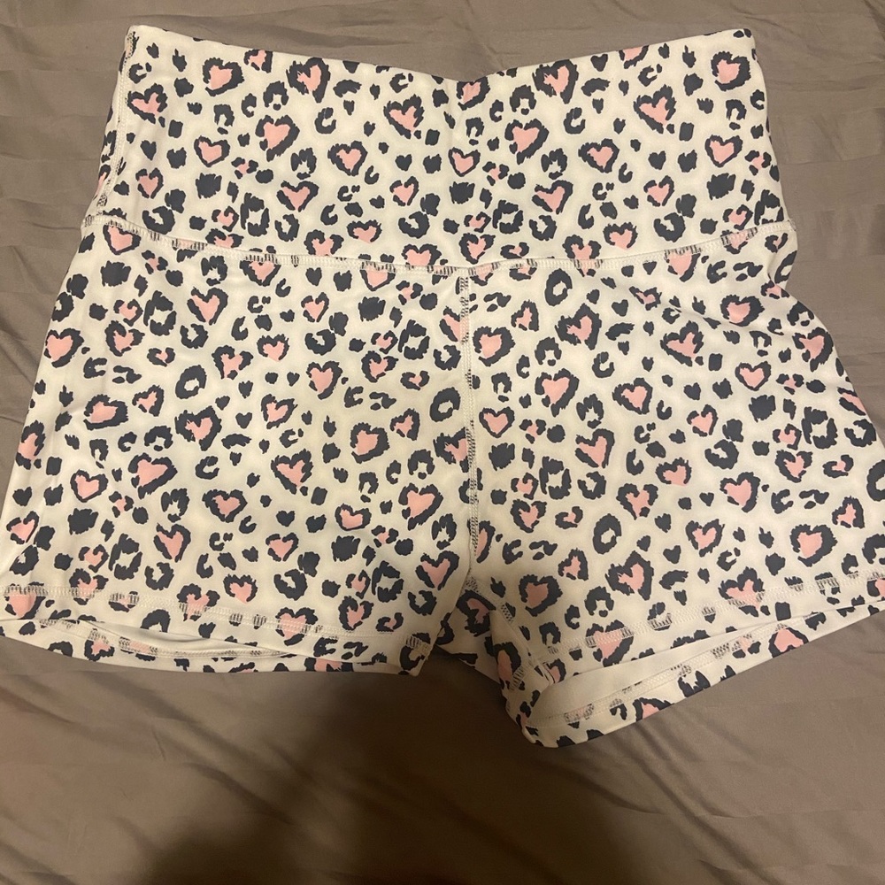 Mint and Lilac heart leopard shorts